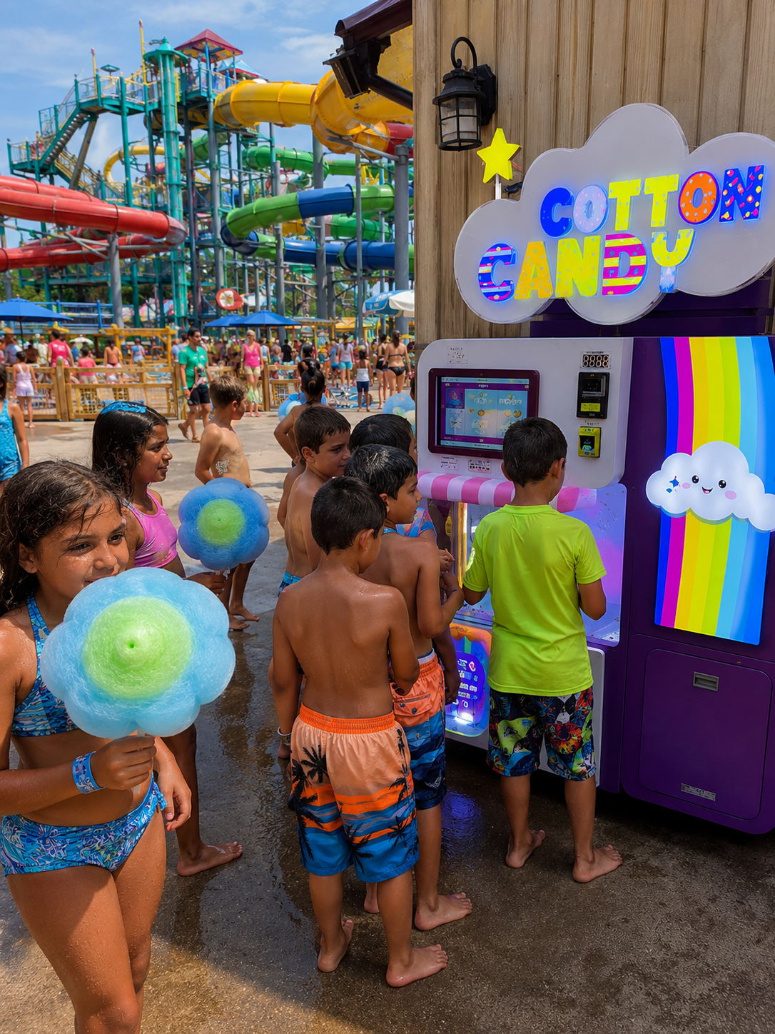 Cotton candy kiosk at a waterpark